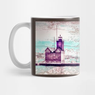 "Holland Harbor Lighthouse" - Michigan Fluid Art Lighthouse Collection Mug